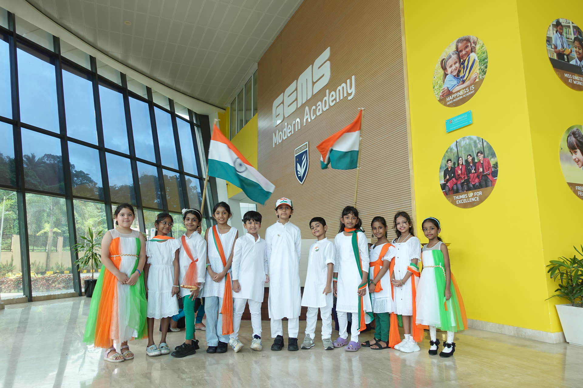 GEMS Modern Academy learners in the school atrium